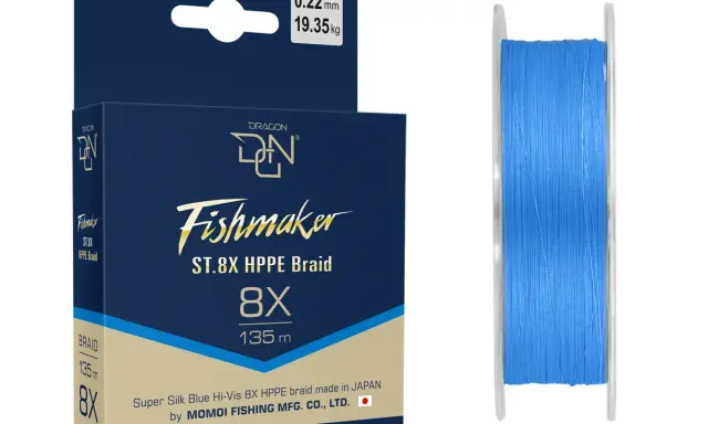 Niebieska, 8-żyłkowa plecionka Dragon Fishmaker 8X HPPE na szpulce. Idealna do łowienia, jak smok!